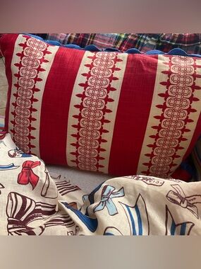 Sage and Clare. NWT. Blue & Red Patterned Reverses to Bold Red & White Design.